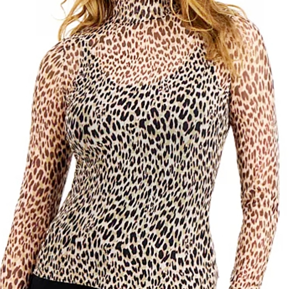 LOVE, FIRE MESH MOCK-NECK TOP